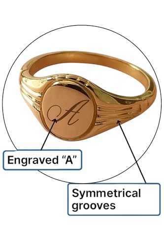 Personalized Oval Signet Ring, Custom Engraved Initials, Valentine's Gifts, Birthday Gift, Letter Engraved Signet Ring, 925 Sterling Silver - color: Yellow Gold Vermeil
