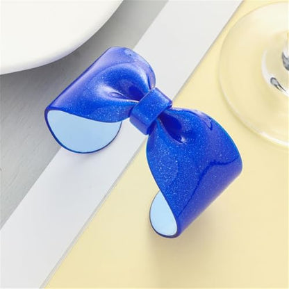 Chunky Acrylic Bow Open Cuff Bracelet for Women Colorful Resin Geometric Bowknot Bangle Bracelet Jewelry - color: Blue