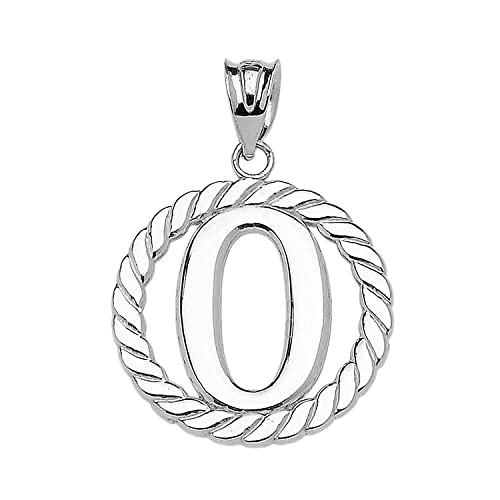 Claddagh Gold Fine 925 Sterling Silver Personalized Initial A-Z Roped Circle Charm Pendant - style: O