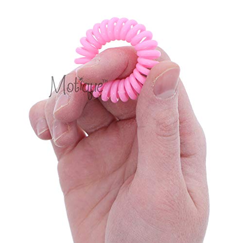 Small Coil Hair Ties For Girls - Set of 6 Pink - color: Pink
