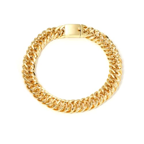 SDA Wide Chunky Gold Chain Necklace - Heavy and Waterproof 316L Surgical Steel with 18K Gold Plating for Modern Men and Women into Hip Hop Fashion - color: B601-Gold
