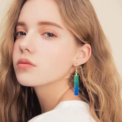 Boho Multiple Style Natural Stone Earrings for Women Unique Healing Gemstone Energy Hypoallergenic Lightweight Dangle Drop Earrings Multiple Styles Earrings Jewelry for Birthday Party Gift - style: Chrysocolla Rectangle
