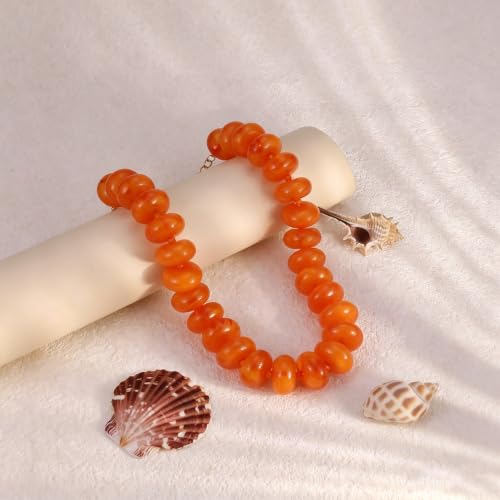 CSIYANJRY99 Chunky Beaded Necklace for Women, Large Colorful Resin Beads Statement Necklace, Boho Summer Beach Vacation Jewelry Gifts - color: Orange