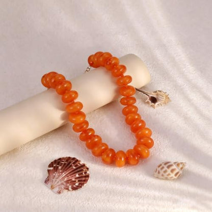 CSIYANJRY99 Chunky Beaded Necklace for Women, Large Colorful Resin Beads Statement Necklace, Boho Summer Beach Vacation Jewelry Gifts - color: Orange