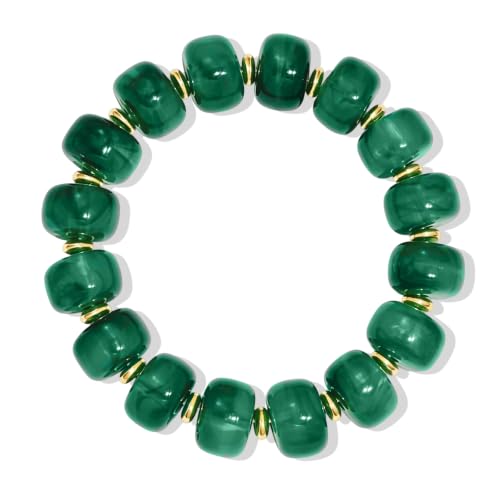 Bead Bracelet for Women Vibrant Color Resin Beads Bracelets Elastic Stretch Chunky Bracelet Boho Summer Beach Vacation Jewelry - color: Color 3