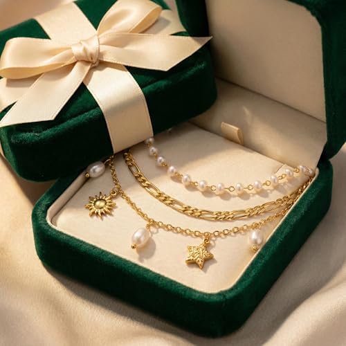 Dainty Gold Shell Pearl Ankle Bracelets for Women, Trendy Anklet Stack Charm Bracelet Adjustable Chain Summer Ocean Beach Accessories Fashion Jewelry Gift - color: Sun Pearl Star