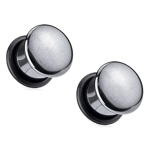 Pierced Owl - Hematite Stone Domed Single Flare Plugs with O-Rings, Sold as a Pair - style: 6mm (2GA)