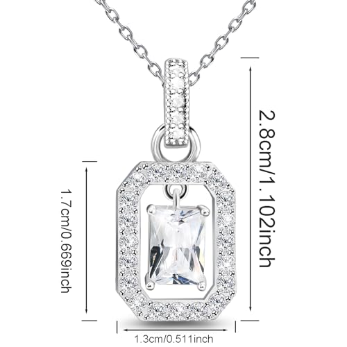 Sterling Silver Pendant Necklace Charms Hypoallergenic Fashion Jewelry Dainty Valentines Day Birthday Gift for Women - style: Square Zirconia