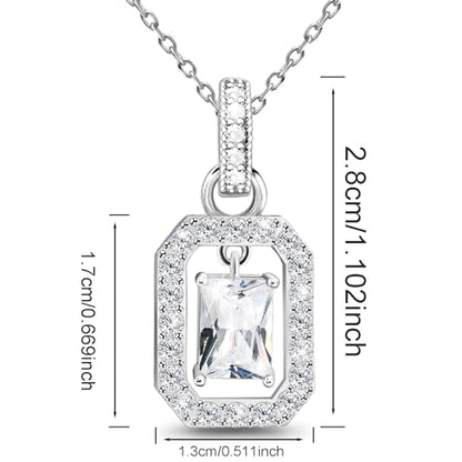 Sterling Silver Pendant Necklace Charms Hypoallergenic Fashion Jewelry Dainty Valentines Day Birthday Gift for Women - style: Square Zirconia