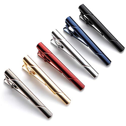 Tie Clips for men Tie Bar Clip Set for Regular Ties Necktie Wedding Business Tie Pin Clips - color: 6 Colors