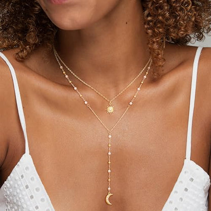 CHESKY Long Necklace for Women, 14k Gold Plated/Streling Silver Lariat Y Necklaces - style: y necklace 16