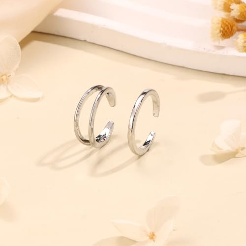 SONNYX 14K Gold Silver Toe Ring for Women | Non Tarnish Adjustable Simple Open Band Toe Rings Summer Beach Foot Jewelry for Women - color: Silver 2