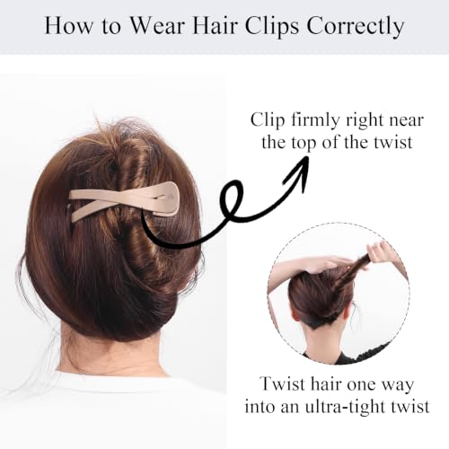 Large Flat Hair Clips for Women, French Flat Claw Clips for Medium Thick Hair | Strong Hold Hair Clips for Styling, Driving, Daily Wear | Pink, Blue Grey, Brown, Khaki - 4Pcs - color: Pink, Blue, Brown, Khaki