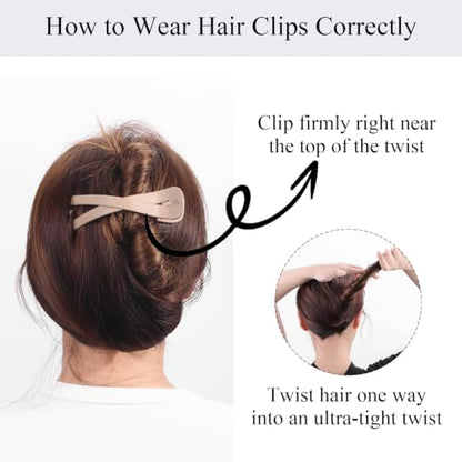 Large Flat Hair Clips for Women, French Flat Claw Clips for Medium Thick Hair | Strong Hold Hair Clips for Styling, Driving, Daily Wear | Pink, Blue Grey, Brown, Khaki - 4Pcs - color: Pink, Blue, Brown, Khaki