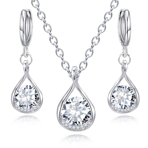 IFKM Silver Jewelry Sets For Women Rhinestone Pearl Crystal CZ Choker Necklace Earrings Bracelets Set For Bridal Bridesmaid Accessories Wedding Prom Anniversary Birthday Gifts - color: White