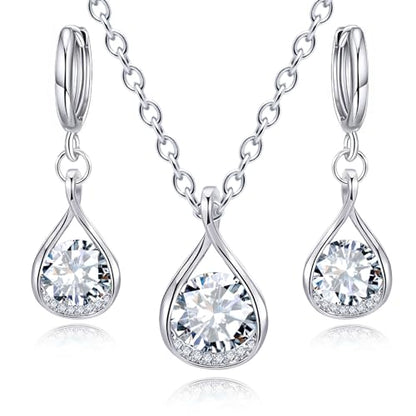 IFKM Silver Jewelry Sets For Women Rhinestone Pearl Crystal CZ Choker Necklace Earrings Bracelets Set For Bridal Bridesmaid Accessories Wedding Prom Anniversary Birthday Gifts - color: White