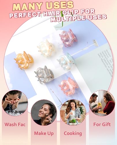 Molans 12 Pcs Small Hair Clips Mini Claw Jaw Clips Women Girls Thin Hair | Tiny Short Acrylic Cute Clips Non Slip Little Hair Accessories Clamps for Half Updo Styling Fine Hair Bangs Kids Toddlers - color: Sequins(Octopus)