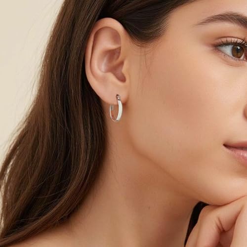 3mm Wide Large Hoop Earrings for Women Hypoallergenic 925 Sterling Silver Post Gold Earrings Lightweight Silver Hoop Earrings Oversize Big Gold Hoops 30/40/50/60MM - color: Silver, size: 20mm