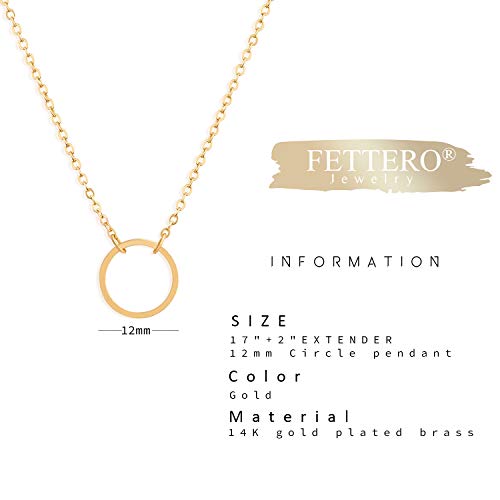 Fettero Pendant Necklace Gold Choker Layered Coin Open Karma Circle Full New Crescent Moon 14K Gold Plated Simple Dainty Necklaces for Women Jewelry Gift - style: Karma Circle
