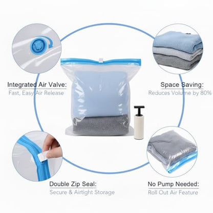 Roll Up Vacuum Storage Bag, No Eeed For Pump, Saves Space, Travel Compression Bag, Luggage, Wardrobe Organization