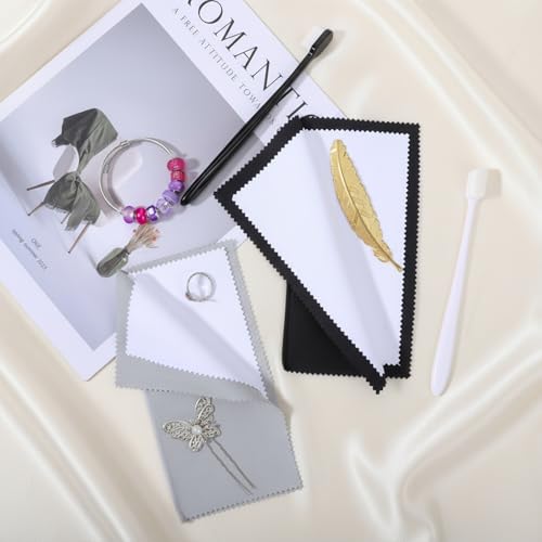 2 Pcs Silver Polishing Cloth Silver Cleaning Kit 2 Pcs Ultra-Soft Brushes (Flat & Wave) Jewelry Cleaning Cloth Jewelry Coin Cleanings Cloths for Cleanings Platinum Gold Diamonds Coins Gemstones