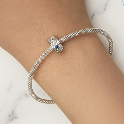 Heart Charm Clip Lock Spacer Stopper Charm Bead Bracelet 925 Sterling Silver Charms Safety Chain for Pandora Bracelets - color: Star Stoppered Beads