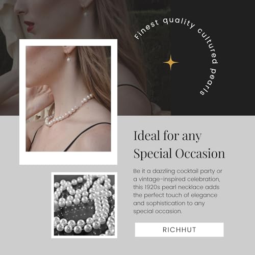 Women's Long Pearl Necklace - Natural Cultured Pearls - Luxurious 8mm Strand Pearls - 1920s Timeless Elegance - Great for Wives, Girlfriends, Sisters, and Besties - Length 60In/71In - color: Cream White, size: 71In