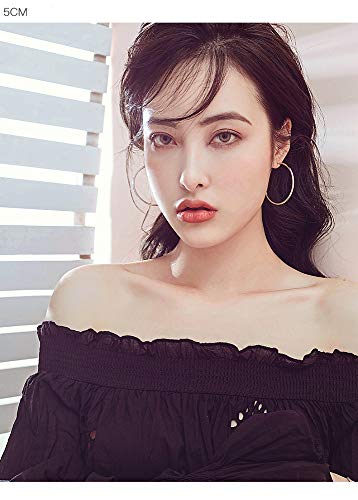 Clip On Big Extra Large Fake Round Hoop Earrings for Women Non Pierced No Piercing Ear Fashion Simple Circle Huggie Hoops Jewelry Gifts - style: 50mm Silver