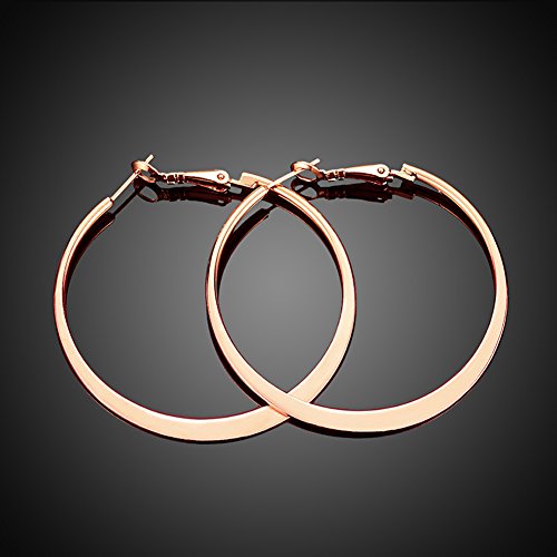 Gold Hoop Earrings,18K Gold Plated Rounded Hoops Earrings for Women - color: Rose-Flattened-2"