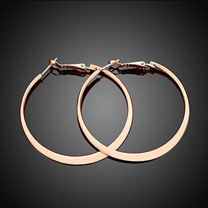 Gold Hoop Earrings,18K Gold Plated Rounded Hoops Earrings for Women - color: Rose-Flattened-2"