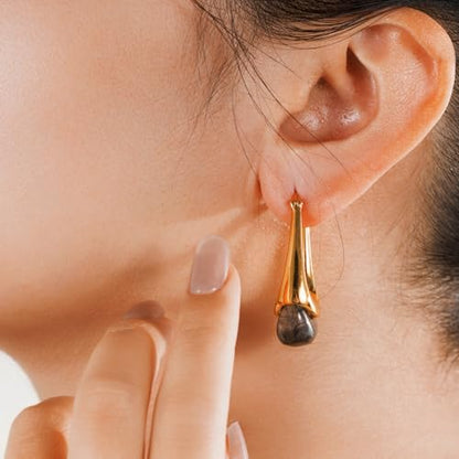 Acrylic Gold Hoop Earrings Chunky Statement Dangle Drop Huggie Earring Colorful Resin Jewelry for Women - color: Black