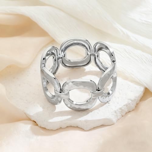 Chunky Gold Bangles Bracelet for Women Trendy Statement Bracelet Dainty Charm Gold Jewelry - color: Ellipse Bracelets-SL