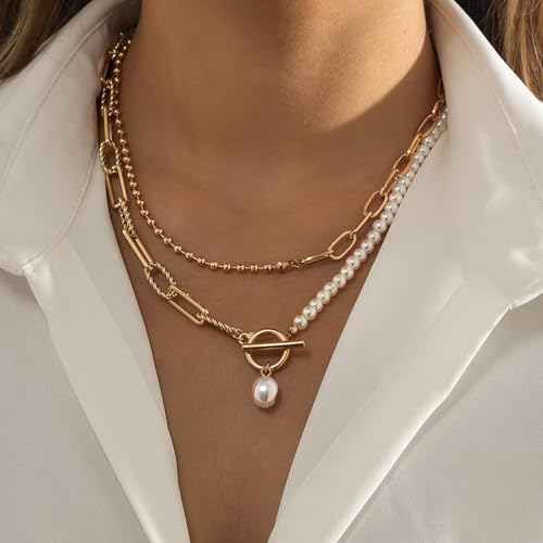 Pearl Look Necklace for Women, Layered, Bar Pendant, Bridal Wedding, Wedding Guest, Prom, And Formal Events, Gift Accessories