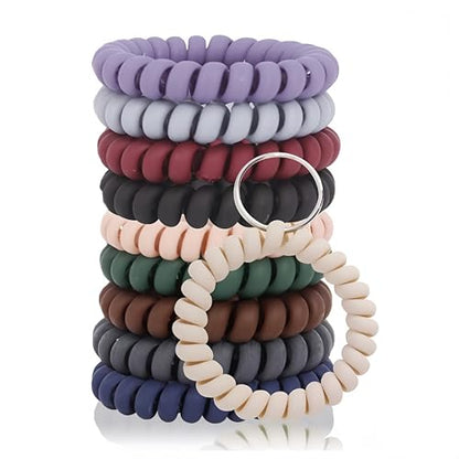 11PCS Colorful Spiral Coil Hair Tie for Women | Stretchable Wristband Wristlet Keychain, Wrist Key Chain Wristlet, Wrist Key Holder Key Ring