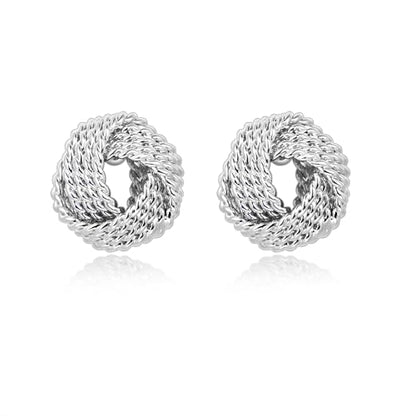 Love Knot Stud Earrings for Women Gold Plated Knot Earrings Geometric Twisted Statement Earrings Trendy Jewelry - color: Silver 11.5mm Twisted Knot