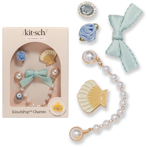 Kitsch KitschPop™Charm Sets – Interchangeable Charms For Hair Clips, Hair Brushes | Durable Assorted Cute Charms | Compatible with KitschPop™Hair Accessories - Coastal Cottage, 6pcs - color: Coastal Cottage