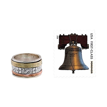 NOVICA Artisan Handmade .925 Sterling Silver Meditation Spinner Ring Copper Brass Indian Floral 'Floral Sheen'