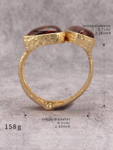 GelConnie Chunky Cuff Bangle Bracelet for Women, Statement Jewelry | Gold and Silver Tone Cuff Bangles with Resin, Crystal and Textured Accents for Party, Vacation and Dressy Looks - style: Bangle 10-Brown