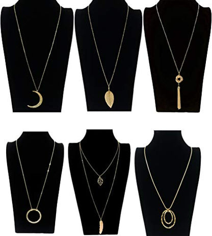 10Pcs Long Pendant Necklace Simple Moon Bar Three Triangle Tassel Lock Sweater Y Shape Punk Chain Choker Necklace for Women Men Gold Silver Plated - style: A:10Pcs Gold Tone