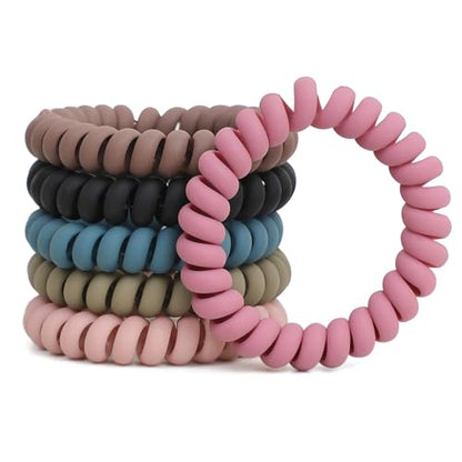 Pack of 10 Wrist Coil Spiral Hair Ties Set, Coiled Phone Cord Hair Bands Elastic Wristband, Stretchable Key Ring Bracelet for Gym, Pool, ID Badge, Outdoor Sports1.6 Inch