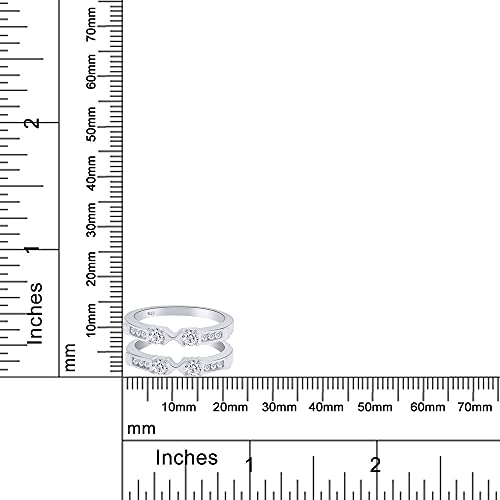 AFFY Three Stone Ring Guard Enhancer With 1ctw White Cubic Zirconia | 14K White Gold Over Sterling Silver