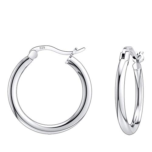 Savlano 925 Sterling silver Round Hoop Earrings for Women & Men Comes in 10MM-25MM - size: 18 Millimeters