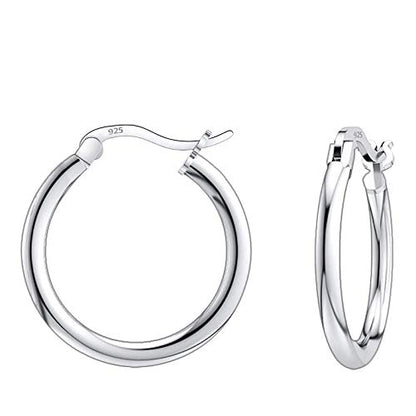 Savlano 925 Sterling silver Round Hoop Earrings for Women & Men Comes in 10MM-25MM - size: 18 Millimeters