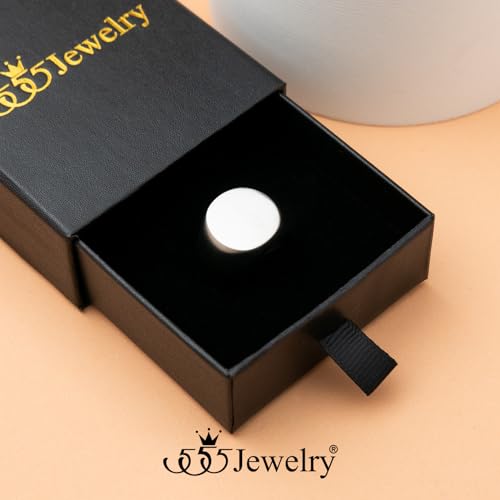 555Jewelry Stainless Steel Solid Plain High Polish Round Signet Ring for Men - color: Silver Matt