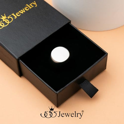 555Jewelry Stainless Steel Solid Plain High Polish Round Signet Ring for Men - color: Silver Matt