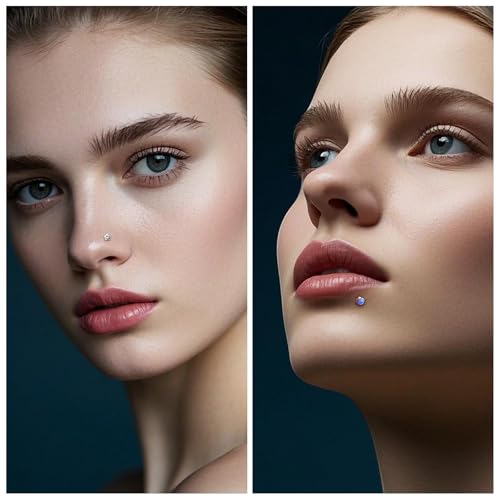 Vsnnsns 16G Lip Rings Stainless Steel Tragus Helix Conch Piercing Jewelry Snake Bite Piercing Monroe Lip Rings Labret Medusa Cartilage Lobe Earrings Studs Piercing Jewelry 6MM 8MM 10MM Silver 28PCS - style: 16G, 8MM