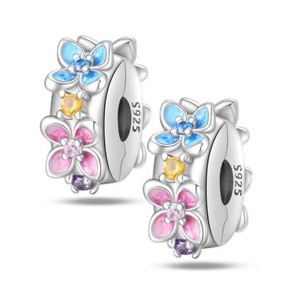 Gold Clip Stopper Charms for Pandora Bracelets Spacers Bead Charms Packs Jewelry Gift for Women - color: Flower Charms-2 Packs
