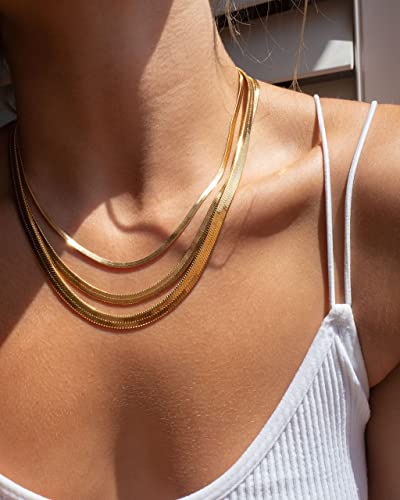 CHESKY Gold Necklace for Women 14K Plated/S925 sterling silver Snake Chain | Dainty Gold Necklace,Thin Chunky Chain,Simple Choker Necklaces for Women,Non tarnish Trendy Jewelry, Gifts for Women - color: gold, style: 3mm 16.5 inch snake