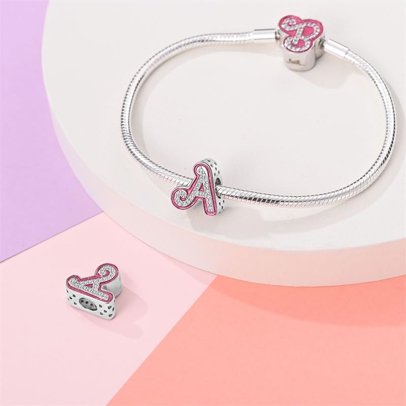 925 Sterling Silver Letter Charms Fits Pandora Bracelets Alphabet AZ Bead Charm for Bracelets Necklace with 5A Cubic Zirconia for Women Birthday Ceremony DIY Jewelry Gift - style: 1-A