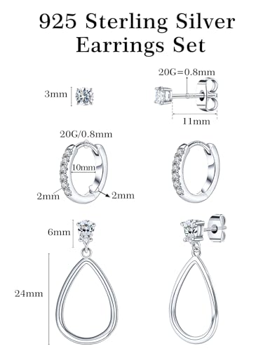 Mossanite 925 Sterling Silver Pendant and Earring Set Hypoallergenic Silver Earrings - color: 18K White Gold